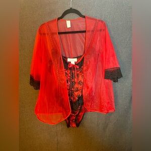 Vintage (1980’s) Red & Black Vandemere Teddy Set Sz M/L